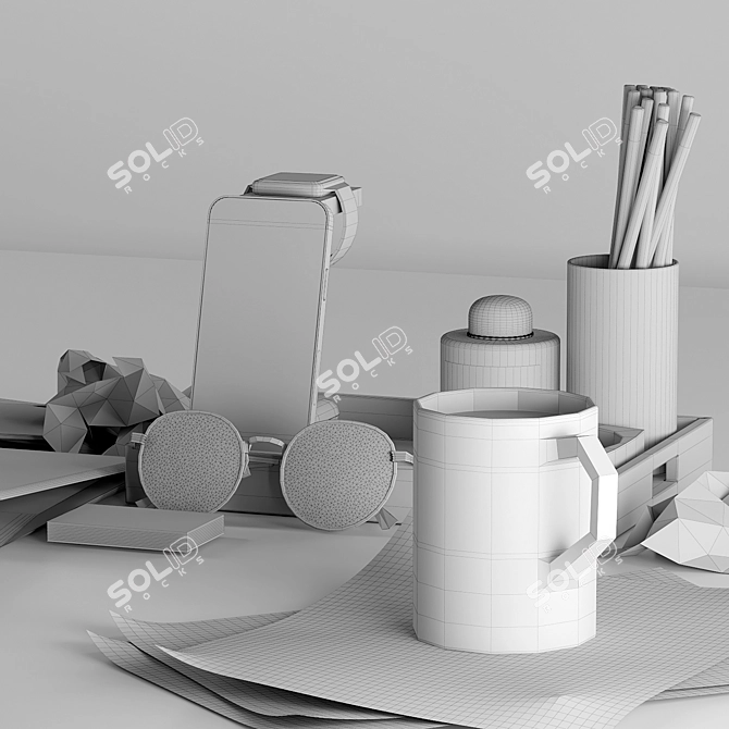 Desk Accessories Set 3D model image 7