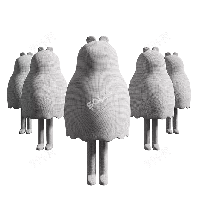 Cute Boo Bear Figurines 3D model image 2