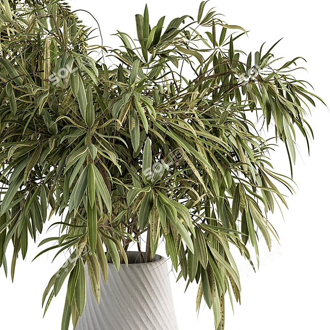 Green Branch Bouquet in Vase 3D model image 2