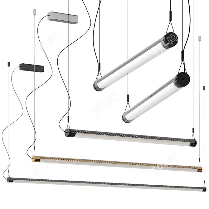 Modern Aluminium Pendant Lamp Kit 3D model image 1