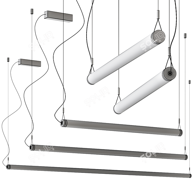 Modern Aluminium Pendant Lamp Kit 3D model image 2