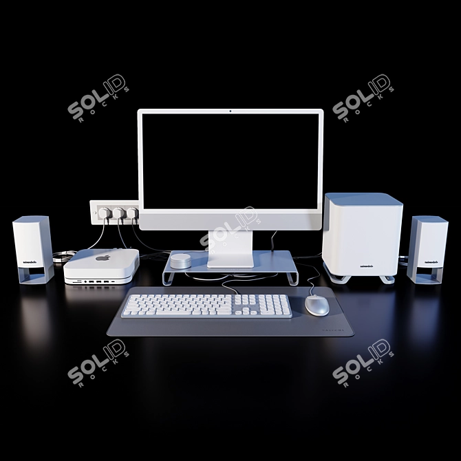 Apple iMac Custom White Bundle 3D model image 1