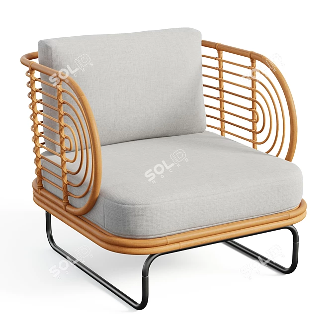 Modernist Rattan Chair Elegant Design 3D model image 1