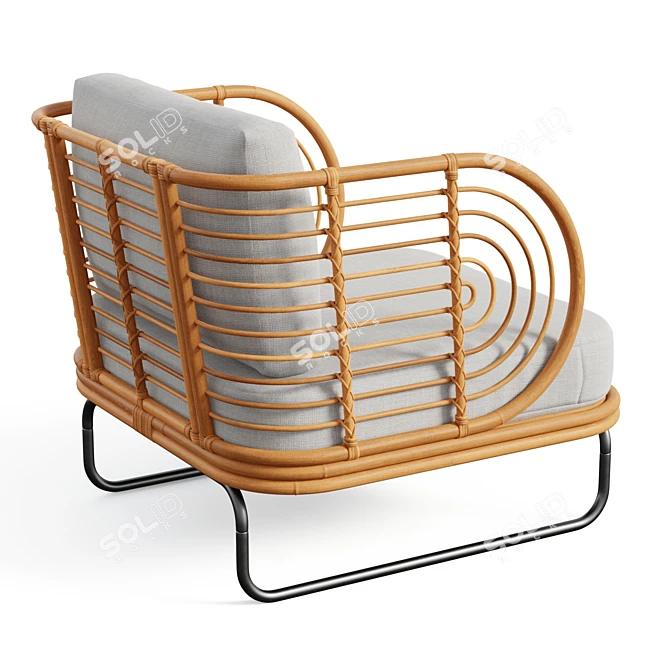 Modernist Rattan Chair Elegant Design 3D model image 2