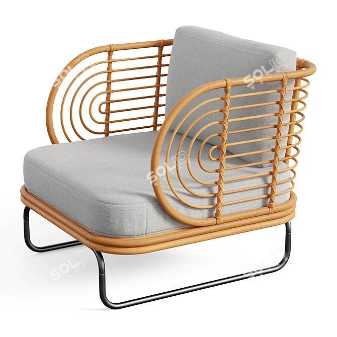 Modernist Rattan Chair Elegant Design 3D model image 4