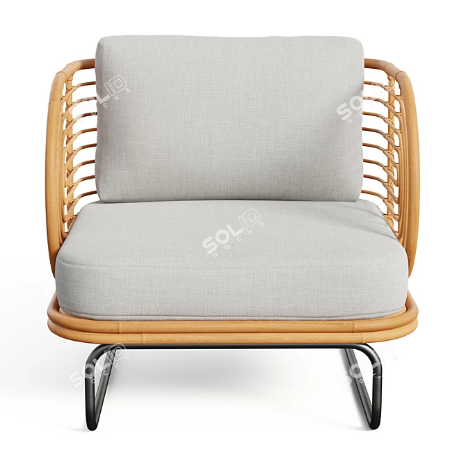 Modernist Rattan Chair Elegant Design 3D model image 5