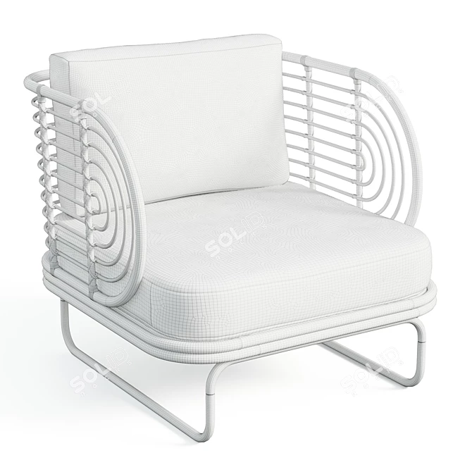 Modernist Rattan Chair Elegant Design 3D model image 6