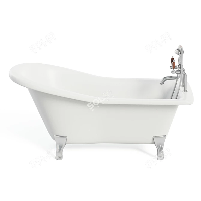Vintage Freestanding Bath with Classic Mixer 3D model image 2