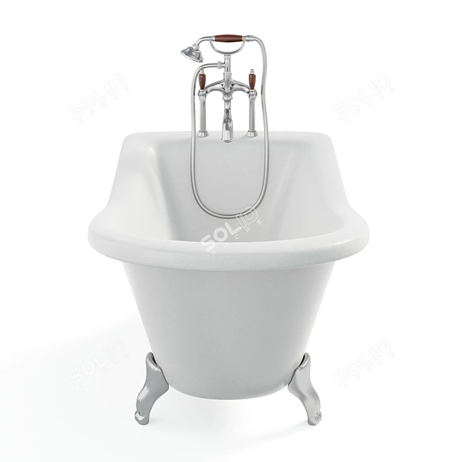 Vintage Freestanding Bath with Classic Mixer 3D model image 4