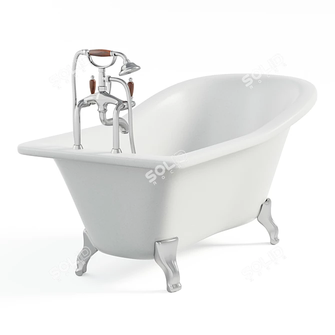 Vintage Freestanding Bath with Classic Mixer 3D model image 5