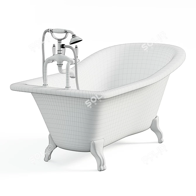 Vintage Freestanding Bath with Classic Mixer 3D model image 6