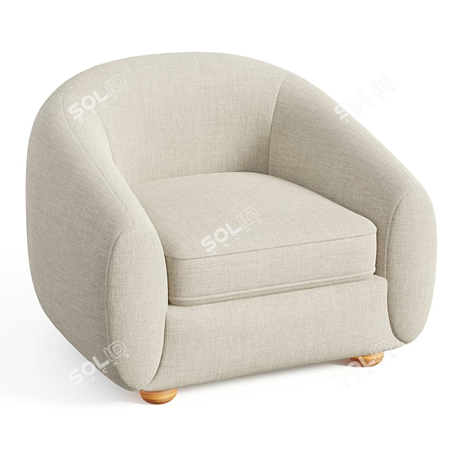 Retro Geometric Cutout Armchair 3D model image 1