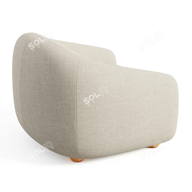 Retro Geometric Cutout Armchair 3D model image 2