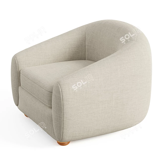 Retro Geometric Cutout Armchair 3D model image 4