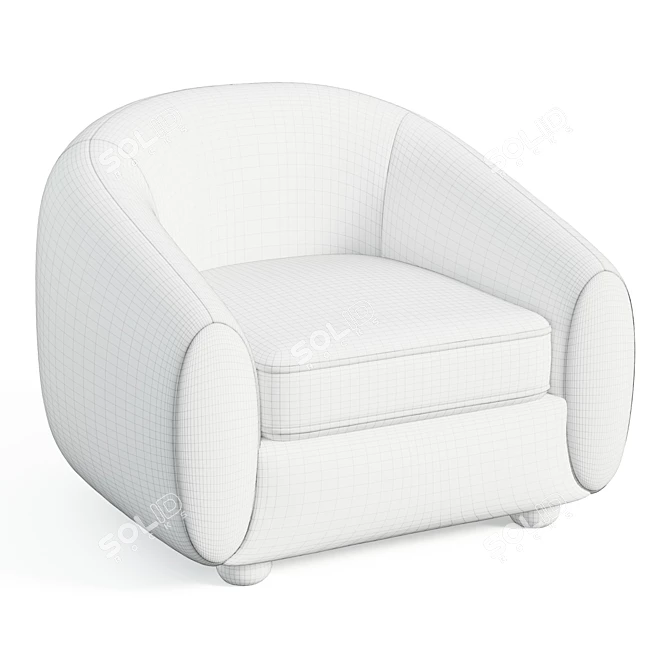 Retro Geometric Cutout Armchair 3D model image 6