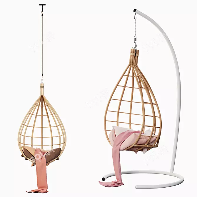 Rattan Hanging Chair Model Sync 3D model image 1