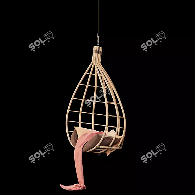 Rattan Hanging Chair Model Sync 3D model image 2