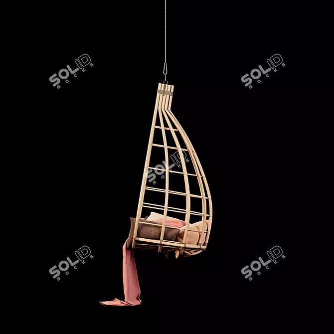 Rattan Hanging Chair Model Sync 3D model image 4