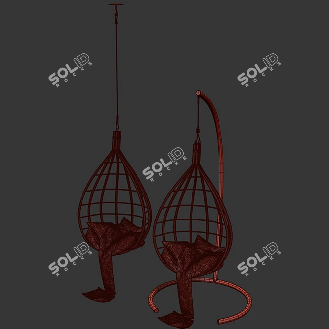 Rattan Hanging Chair Model Sync 3D model image 6