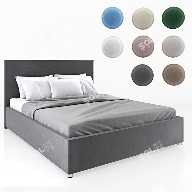 Elegant Velvet Upholstered Lift Storage Bed 3D model image 1