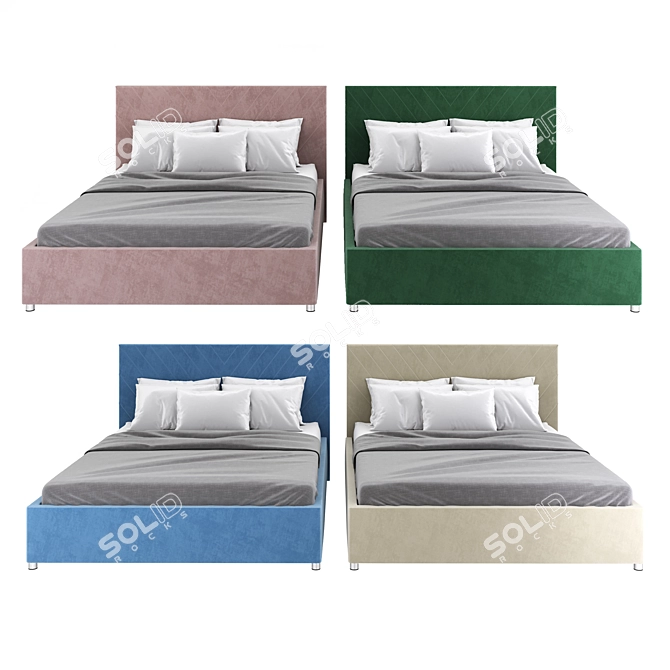 Elegant Velvet Upholstered Lift Storage Bed 3D model image 2