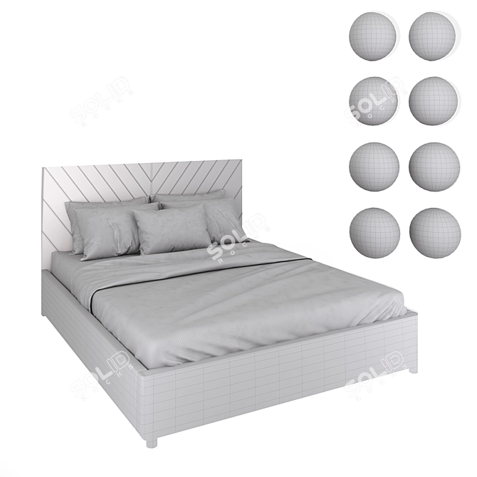 Elegant Velvet Upholstered Lift Storage Bed 3D model image 3