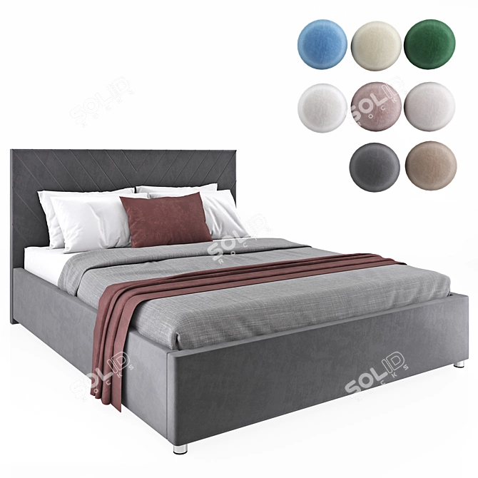 Elegant Velvet Upholstered Lift Storage Bed 3D model image 4