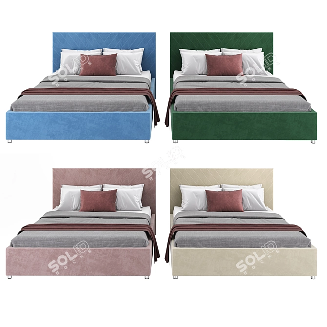 Elegant Velvet Upholstered Lift Storage Bed 3D model image 5