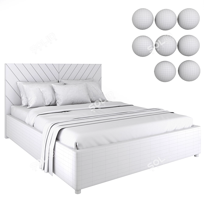 Elegant Velvet Upholstered Lift Storage Bed 3D model image 6