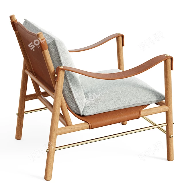Stylish Leather Sling Armchair 3D model image 2