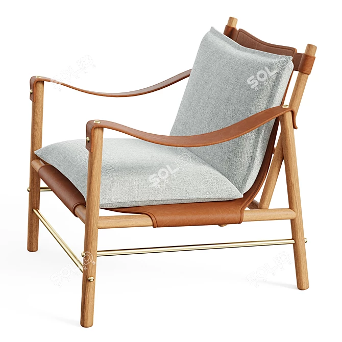 Stylish Leather Sling Armchair 3D model image 4