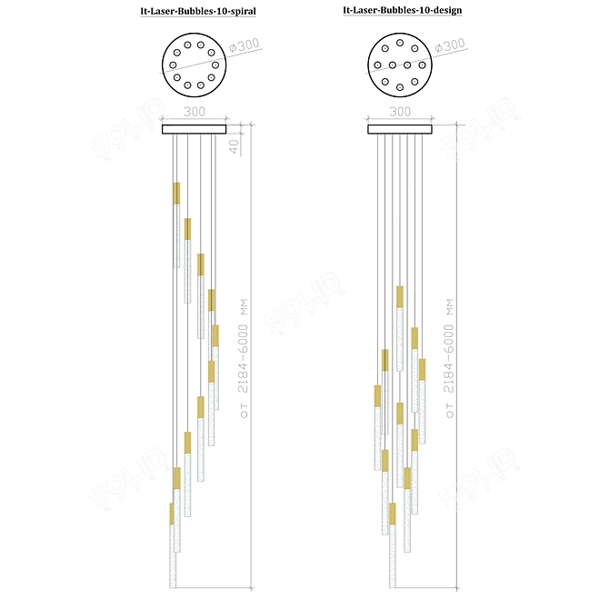 Modern Spiral Design Pendant Light 3D model image 2