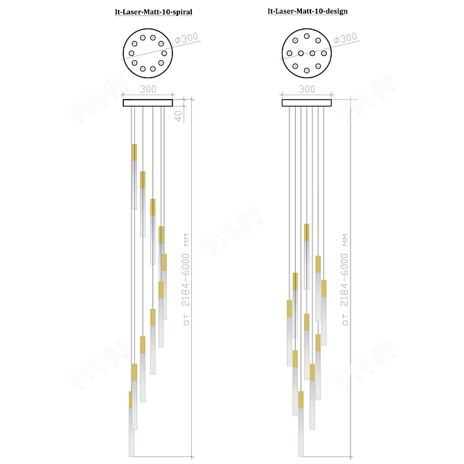 Designer Spiral Pendant Light 3D model image 2