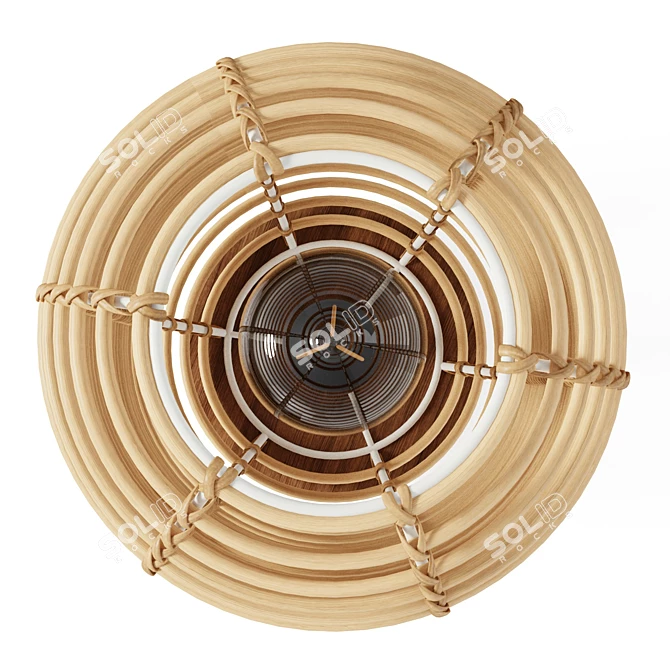 Boho Rattan Lantern Table Lamp 3D model image 2