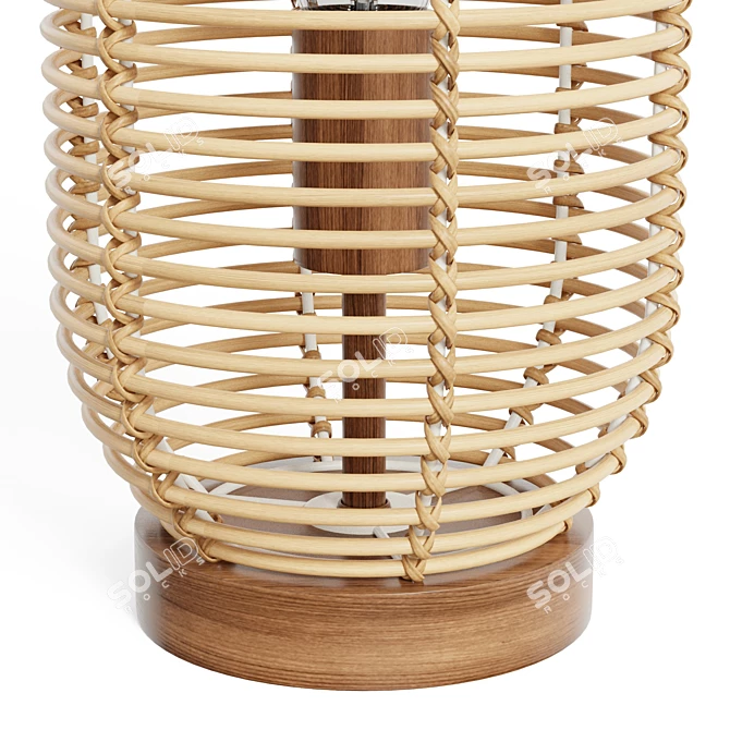 Boho Rattan Lantern Table Lamp 3D model image 3