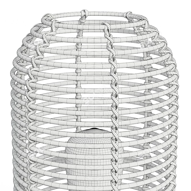 Boho Rattan Lantern Table Lamp 3D model image 6