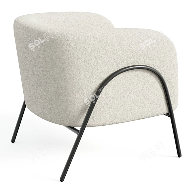 Scandinavian-inspired Barrel Back Accent Chair 3D model image 2