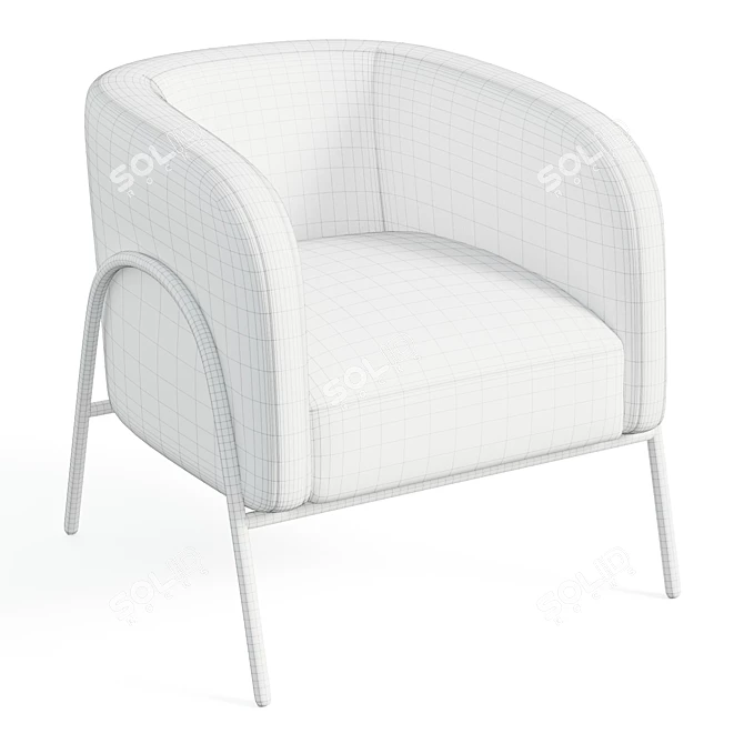 Scandinavian-inspired Barrel Back Accent Chair 3D model image 6