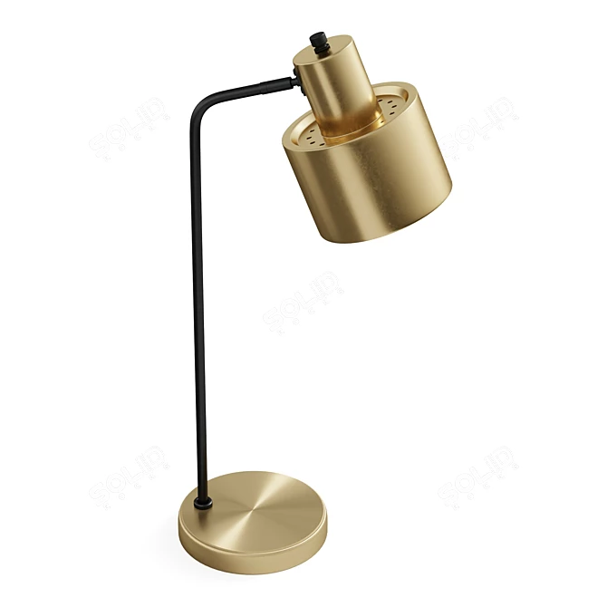 Brushed Gold Cylinder Desk Lamp 3D model image 5