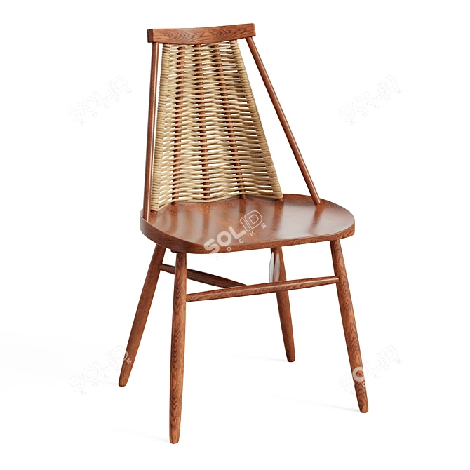 Rustic Acacia Dining Chair 3D model image 1