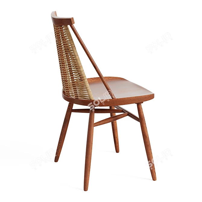 Rustic Acacia Dining Chair 3D model image 2