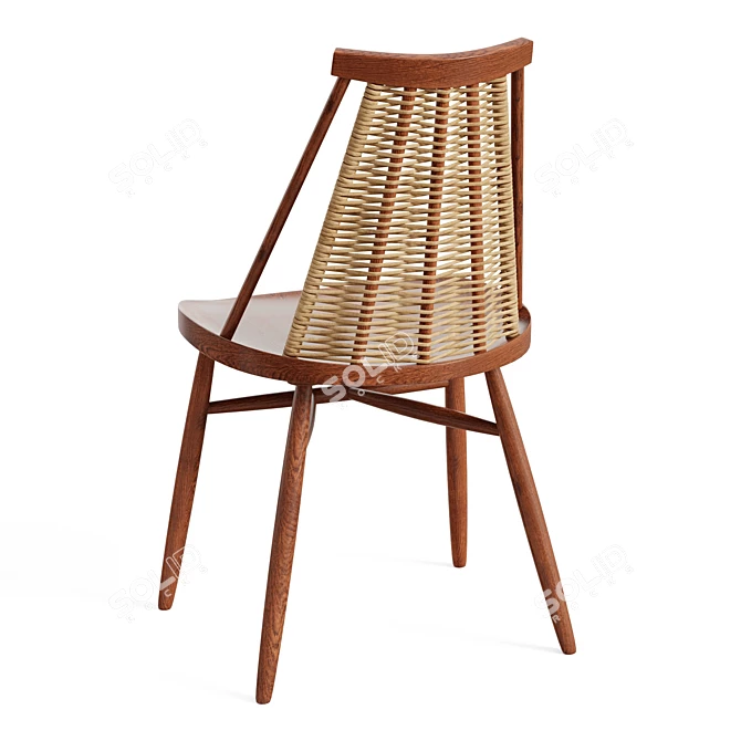 Rustic Acacia Dining Chair 3D model image 3