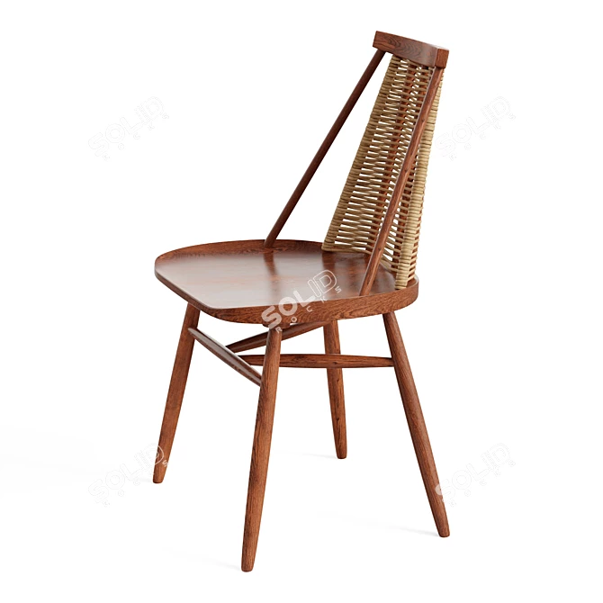 Rustic Acacia Dining Chair 3D model image 4