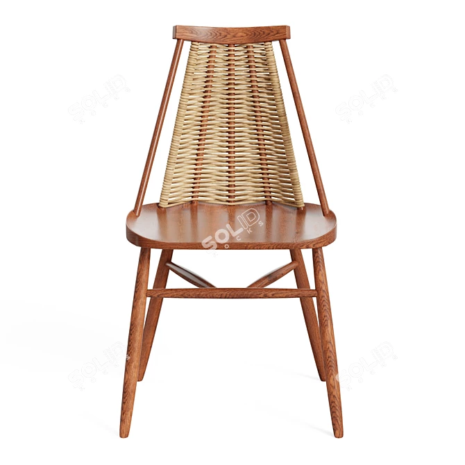 Rustic Acacia Dining Chair 3D model image 5