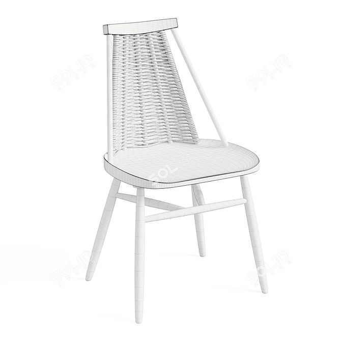 Rustic Acacia Dining Chair 3D model image 6