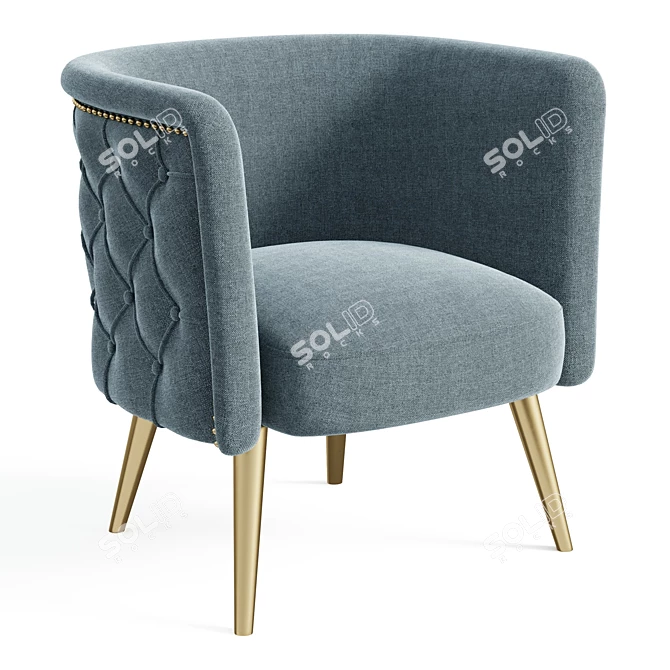 Champagne Velvet Accent Chair 3D model image 1