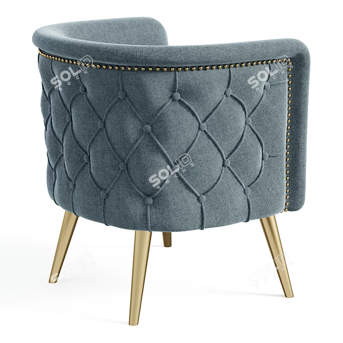 Champagne Velvet Accent Chair 3D model image 2