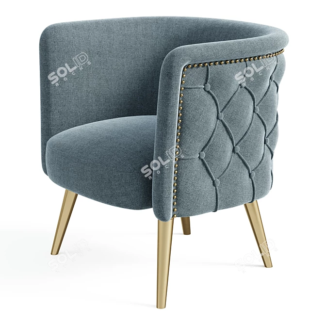 Champagne Velvet Accent Chair 3D model image 4