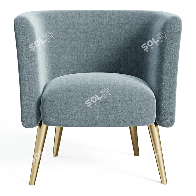 Champagne Velvet Accent Chair 3D model image 5