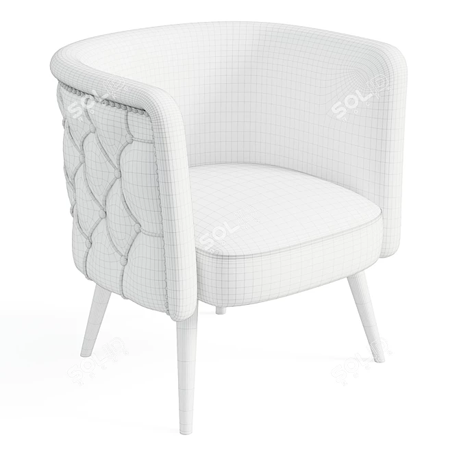 Champagne Velvet Accent Chair 3D model image 6